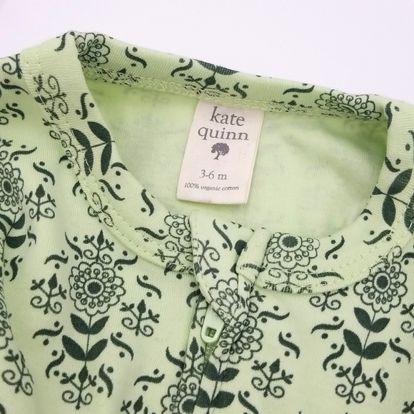NWOT Kate Quinn 3-6M Footed Sleeper Green Floral - Picture 3 of 4